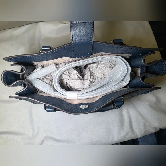 Michael Kors Leather Hamilton Medium Satchel & Crossbody- Navy  NWT Retails $558 - Picture 11 of 11